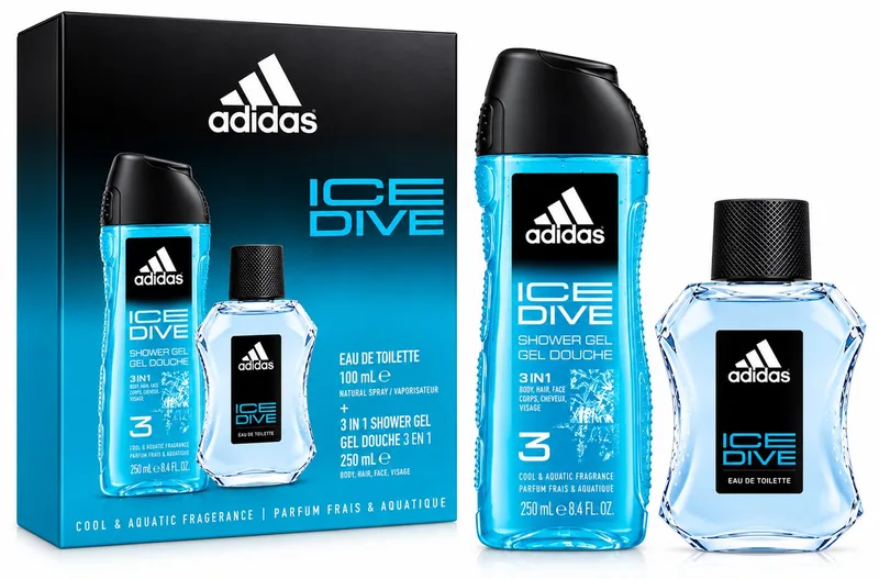 Ice Dive Geschenkset Heren – Eau de Toilette 100 ml + 3-in-1 Douchegel 250 ml – 2-delige Verzorgingsset fra Adidas – produktbillede