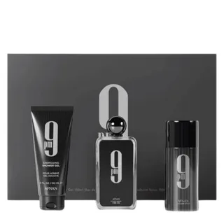 Perfumes 9PM Geschenkset – 100ml EDP + 150ml Douchegel + 150ml Deospray fra Afnan – produktbillede 1 af 2