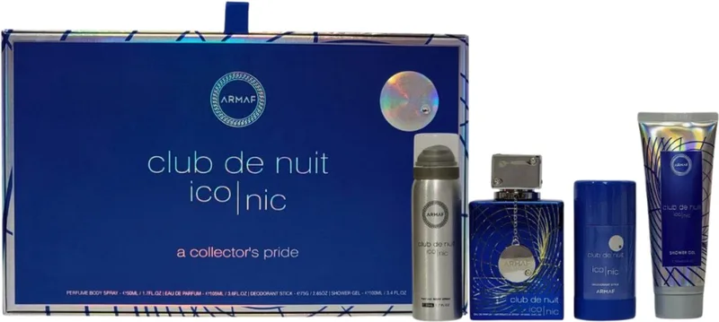 Club De Nuit Blue Iconic Gift Set Eau De Parfum (edp) 105 Ml, Deostick 75 G, Deospray 50 Ml + Shower Gel 100 Ml fra Armaf – produktbillede