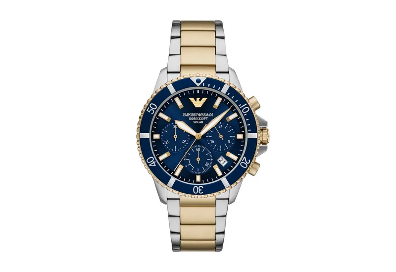 Chronograph WORLD EXPLORER AR11740, Armbanduhr, Solar, Herrenuhr, Edelstahlarmband, analog, Tag by Giorgio Armani in Gold – product photo