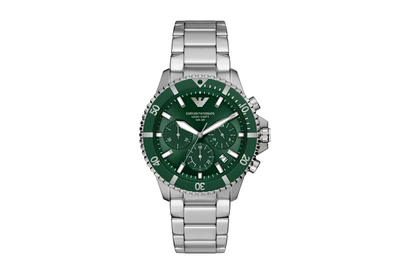 Chronograph WORLD EXPLORER AR11741, Armbanduhr, Solar, Herrenuhr, Edelstahlarmband, analog, Tag van Giorgio Armani in Zilver – productfoto