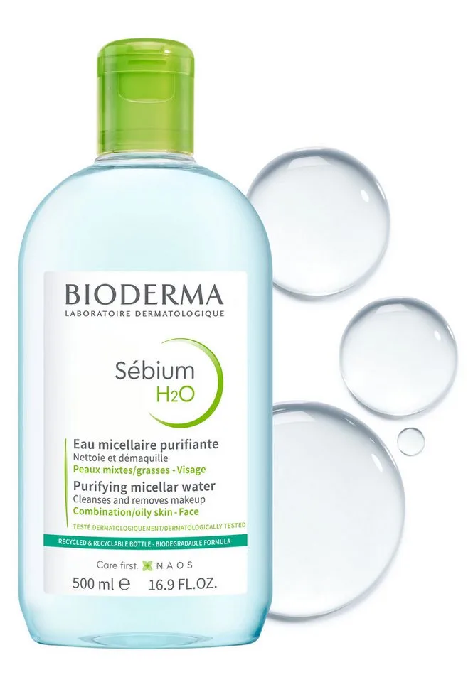 Make-up-Entferner Sébium H2O Mizellenreinigungswasser: 2x500ml zum Angebotspreis, Reinigung, Make-up-Entferner, Gesichtswasser - 3 in 1 by Bioderma – product photo 2 of 4