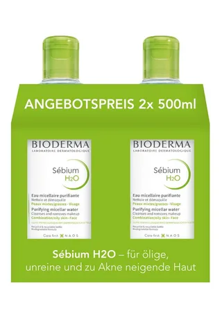 Make-up-Entferner Sébium H2O Mizellenreinigungswasser: 2x500ml zum Angebotspreis, Reinigung, Make-up-Entferner, Gesichtswasser - 3 in 1 by Bioderma – product photo 1 of 4