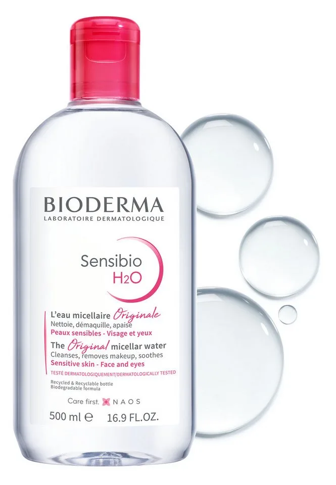 Make-up-Entferner Sensibio H2O Mizellenreinigungswasser: 2x500ml zum Angebotspreis, Reinigung, Make-up-Entferner, Gesichtswasser - 3 in 1 van Bioderma – productfoto 2 van 4