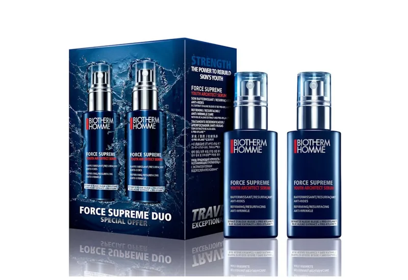 Anti-Falten-Serum Force Supreme Youth Architect 2×50 ml Duo, für festere, glatter wirkende Männerhaut von Biotherm – Produktfoto 1 von 3