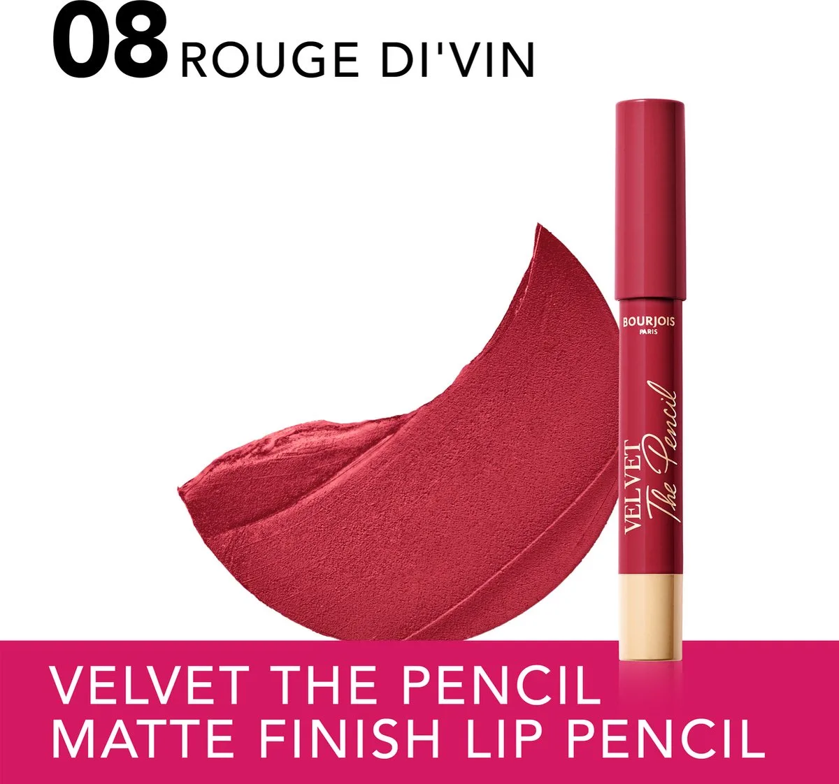 Velvet The Pencil Matte Lipstick - 08 Rouge Di'vin von Bourjois in #08-rouge di& – Produktfoto