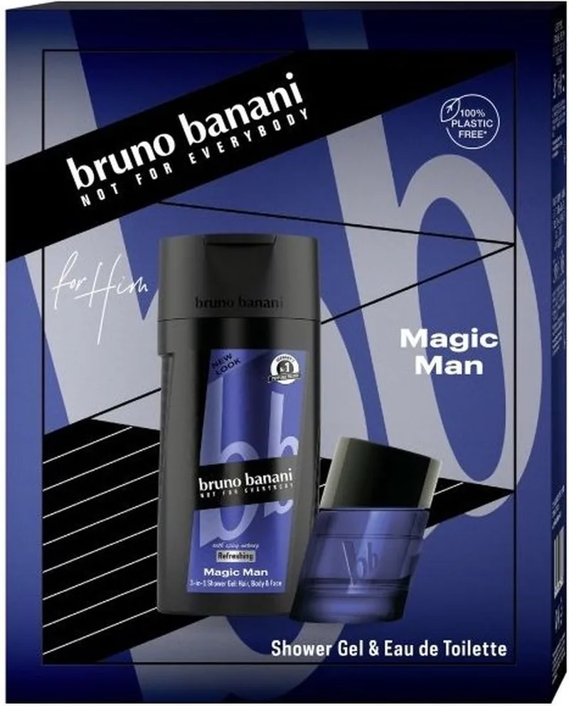 Magic Man Giftset - 30 ml eau de toilette spray + 250 ml showergel - cadeauset voor heren von Bruno Banani – Produktfoto