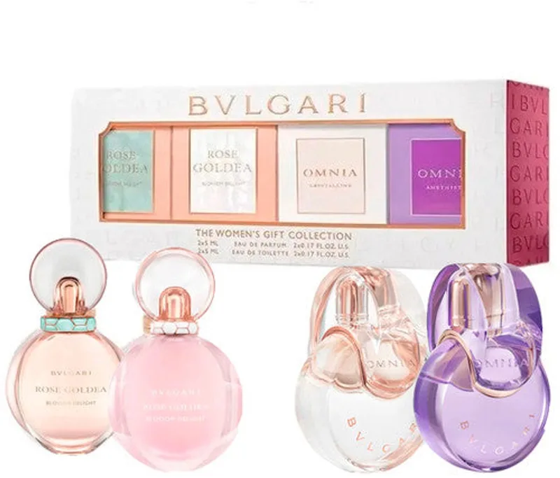 The Women's Gift Collection Giftset - Rose Goldea Blossom Delight EDP 5 ml + Rose Goldea Blossom Delight EDT 5 ml + Omnia Crystalline EDT 5 ml + Omnia Amethyste EDT 5 ml - cadeauset voor dames by Bvlgari – product photo