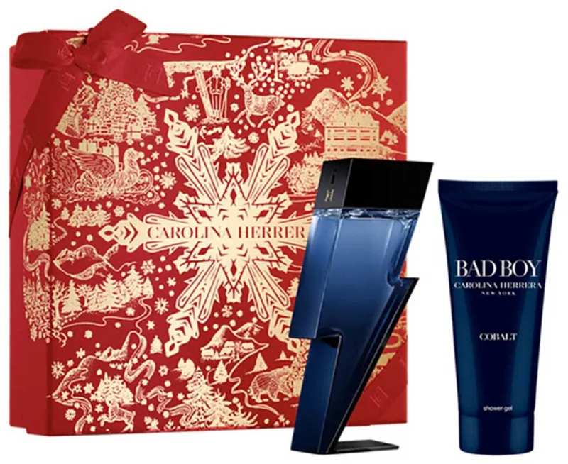 Bad Boy Cobalt Giftset - 50 ml - eau de parfum spray + 100 ml showergel - cadeauset voor heren fra Carolina Herrera – produktbillede