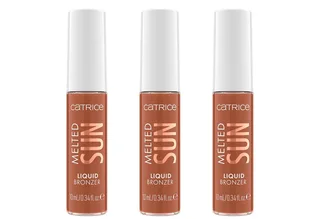 Bronzer-Puder MELTED SUN LIQUID BRONZER, 3-tlg., cremige Textur, matt, aufbaubare Deckkraft, leicht verblendbar. de Catrice en Marron – photo du produit 1 sur 5
