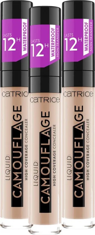 Concealer LIQUID CAMOUFLAGE HIGH COVERAGE CONCEALER, 3er Pack, mit optimaler Deckkraft de Catrice en Beige – photo du produit 1 sur 4