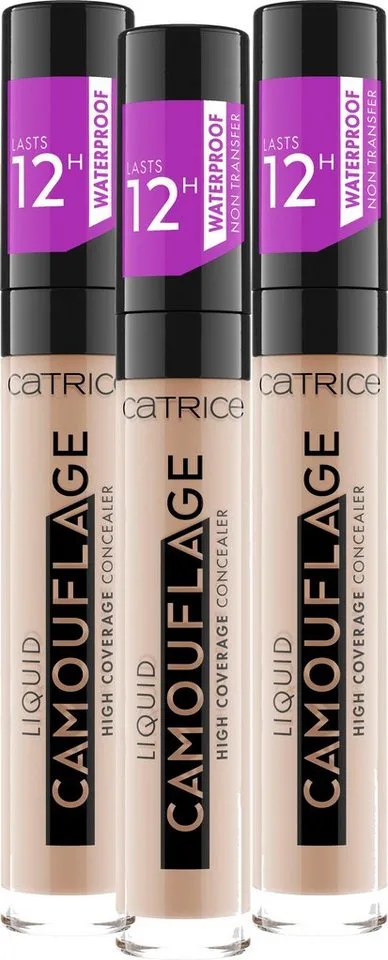 Concealer LIQUID CAMOUFLAGE HIGH COVERAGE CONCEALER, 3er Pack, mit optimaler Deckkraft von Catrice in Beige – Produktfoto