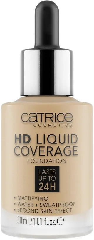 Foundation HD LIQUID COVERAGE FOUNDATION, mit leichter Textur van Catrice in Bruin – productfoto 1 van 2