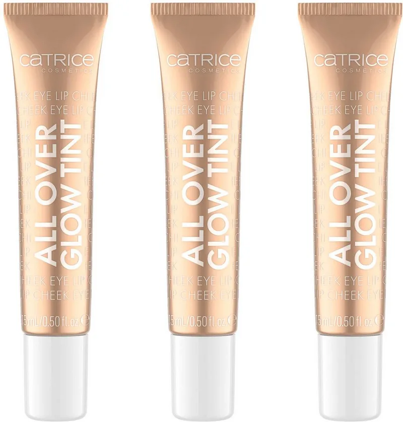 Highlighter All Over Glow Tint, 3-tlg., mit Schimmereffekt fra Catrice i Guld – produktbillede 1 af 5