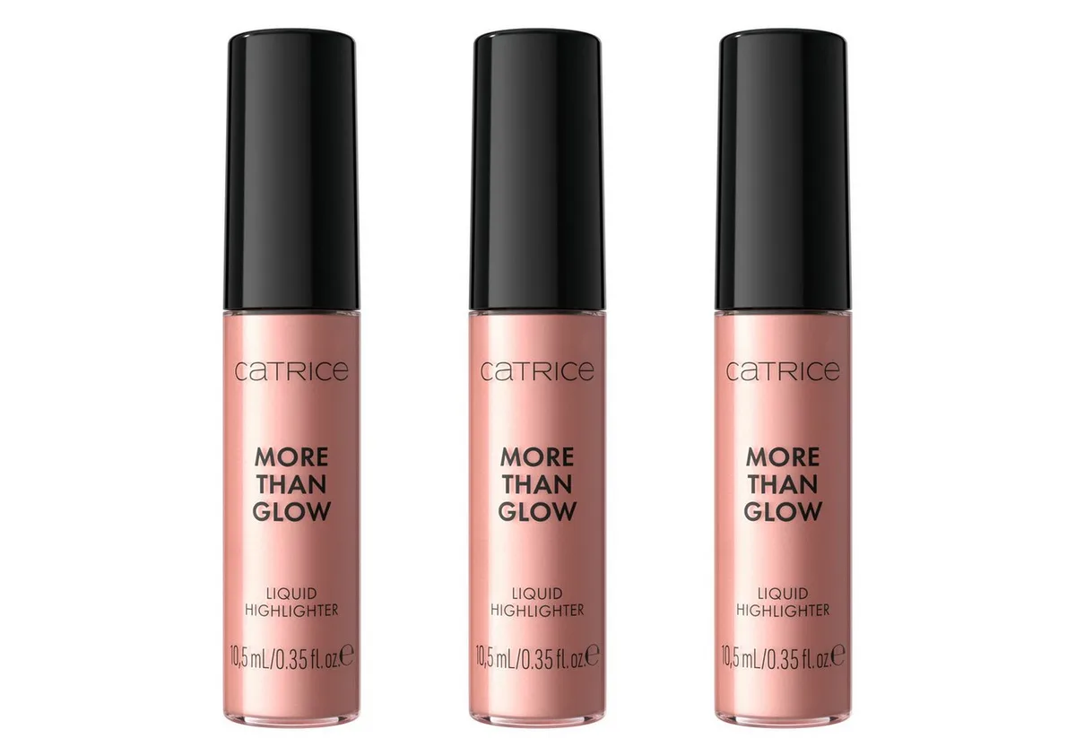 Highlighter MORE THAN GLOW LIQUID HIGHLIGHTER, 3-tlg., in einem schimmernden Ton für einen individuell anpassbaren Glow von Catrice in Rosa – Produktfoto
