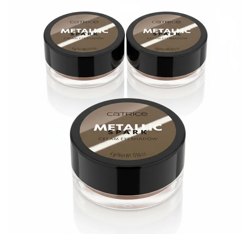 Lidschatten Metallic Spark Cream Eyeshadow, 3-tlg., Wischfest, lange Haltbarkeit, cremig, metallisch funkelndes Finish. fra Catrice i Brun – produktbillede 1 af 4