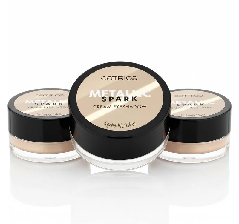 Lidschatten Metallic Spark Cream Eyeshadow, 3-tlg., Wischfest, lange Haltbarkeit, cremig, metallisch funkelndes Finish. fra Catrice i Beige – produktbillede 1 af 4