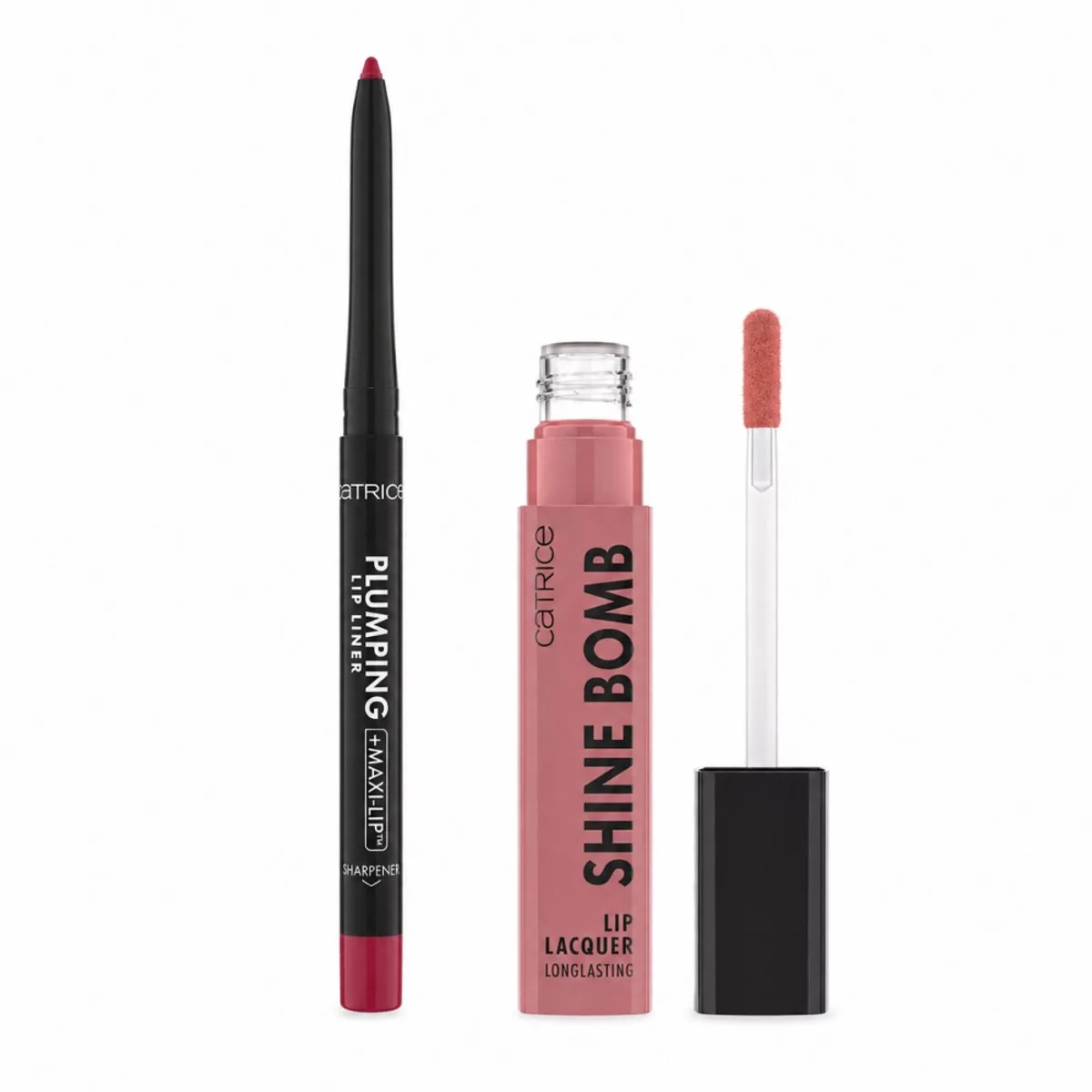 Lip Duo – Gelakte Vloeibare Lippenstift + Lippenpotlood met Volume-effect von Catrice in Kleurloos – Produktfoto