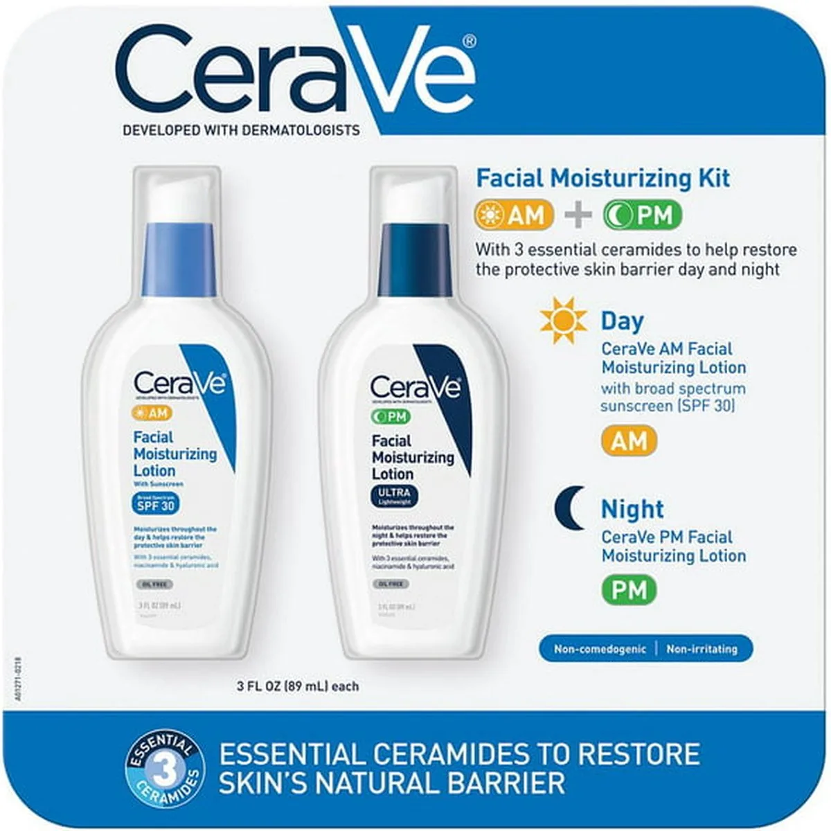 AM & PM Gezichtsverzorging – Hydraterende Dag- & Nachtcrème met SPF 30, Hyaluronzuur & Niacinamide von CeraVe – Produktfoto
