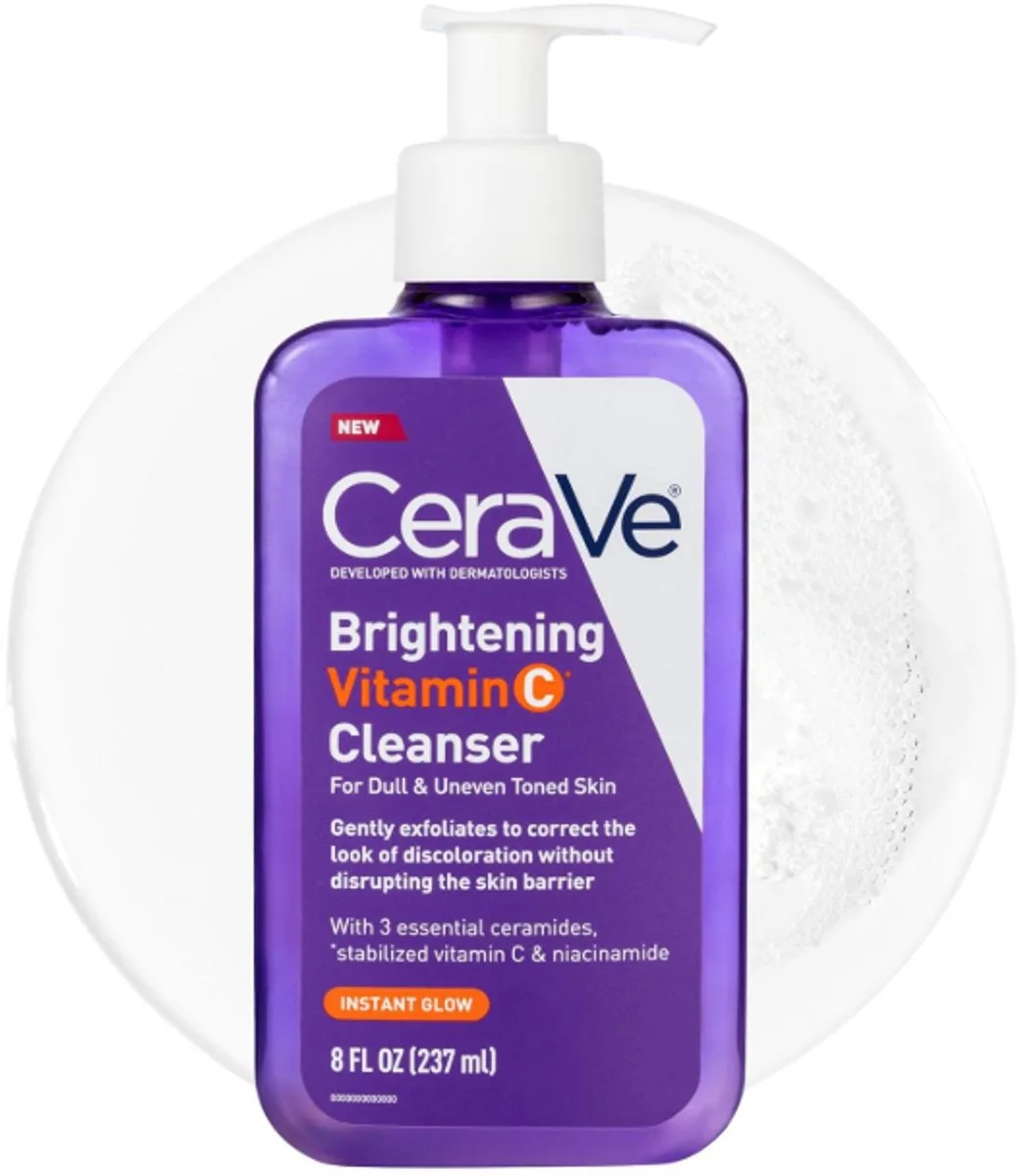 Brightening Vitamin C Facial Cleanser – Gezichtsreiniger met Vitamine C, Niacinamide & Ceramiden – Hydraterende Face Wash voor Doffe en Ongelijke Huid – Parfumvrij van CeraVe in 237 ml – productfoto