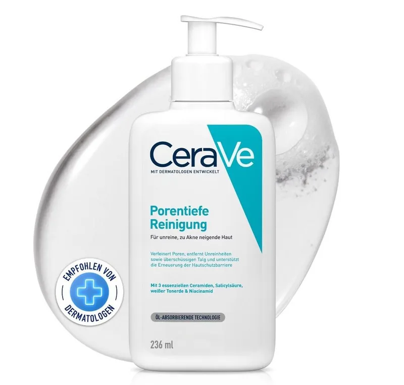 Gesichtspflege porentiefe Reinigung Gel gegen unreiner, zu Akne neigender Haut von CeraVe in 236 ml – Produktfoto 1 von 5