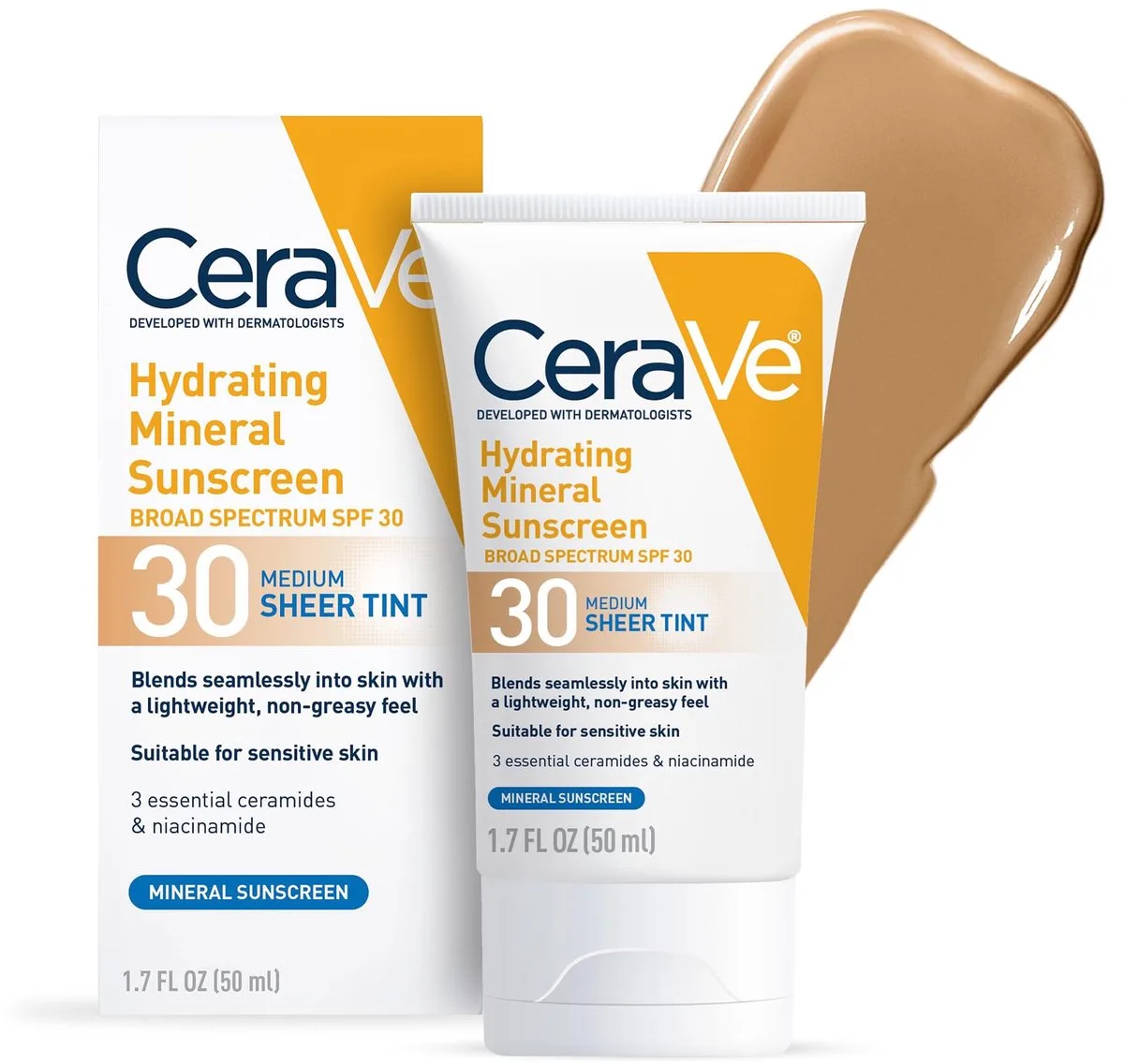 Hydraterende minerale zonnebrandcrème Face Sheer Tint SPF 30 CeraVe - Gezichtscrème - Gezichtslotion - Niacinamide - Hyaluronic acid - Voor alle huidskleuren von CeraVe – Produktfoto