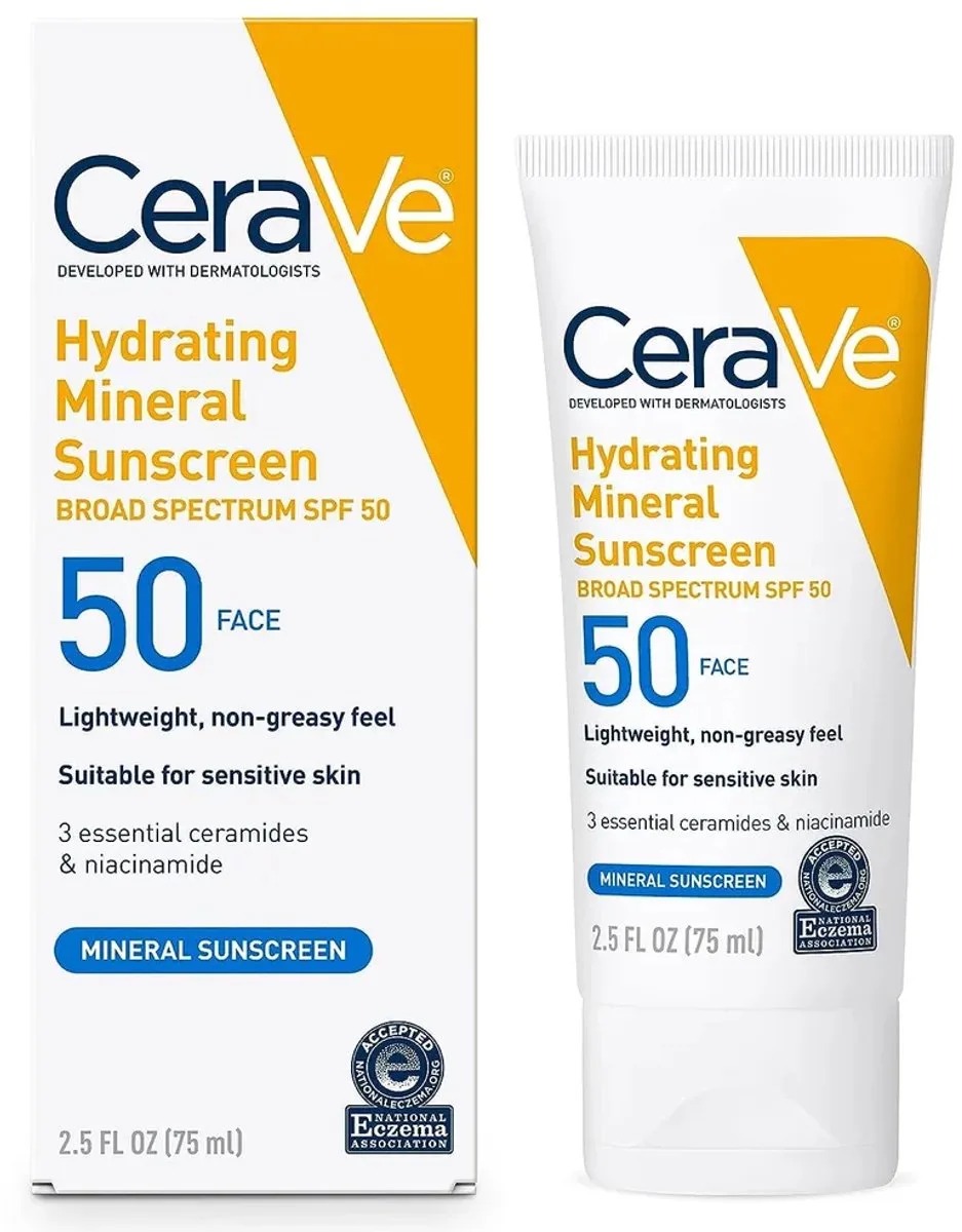Hydraterende minerale zonnebrandcrème SPF 50 gezichtslotion - gezichtscrème by CeraVe in 75 ml – product photo