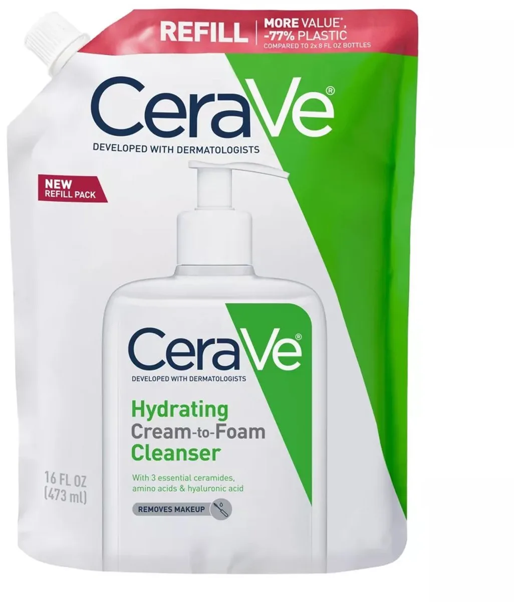 Hydrating Cream-to-Foam Cleanser Refill – Navulverpakking – Normale tot Droge Huid de CeraVe en 473 ml – photo du produit