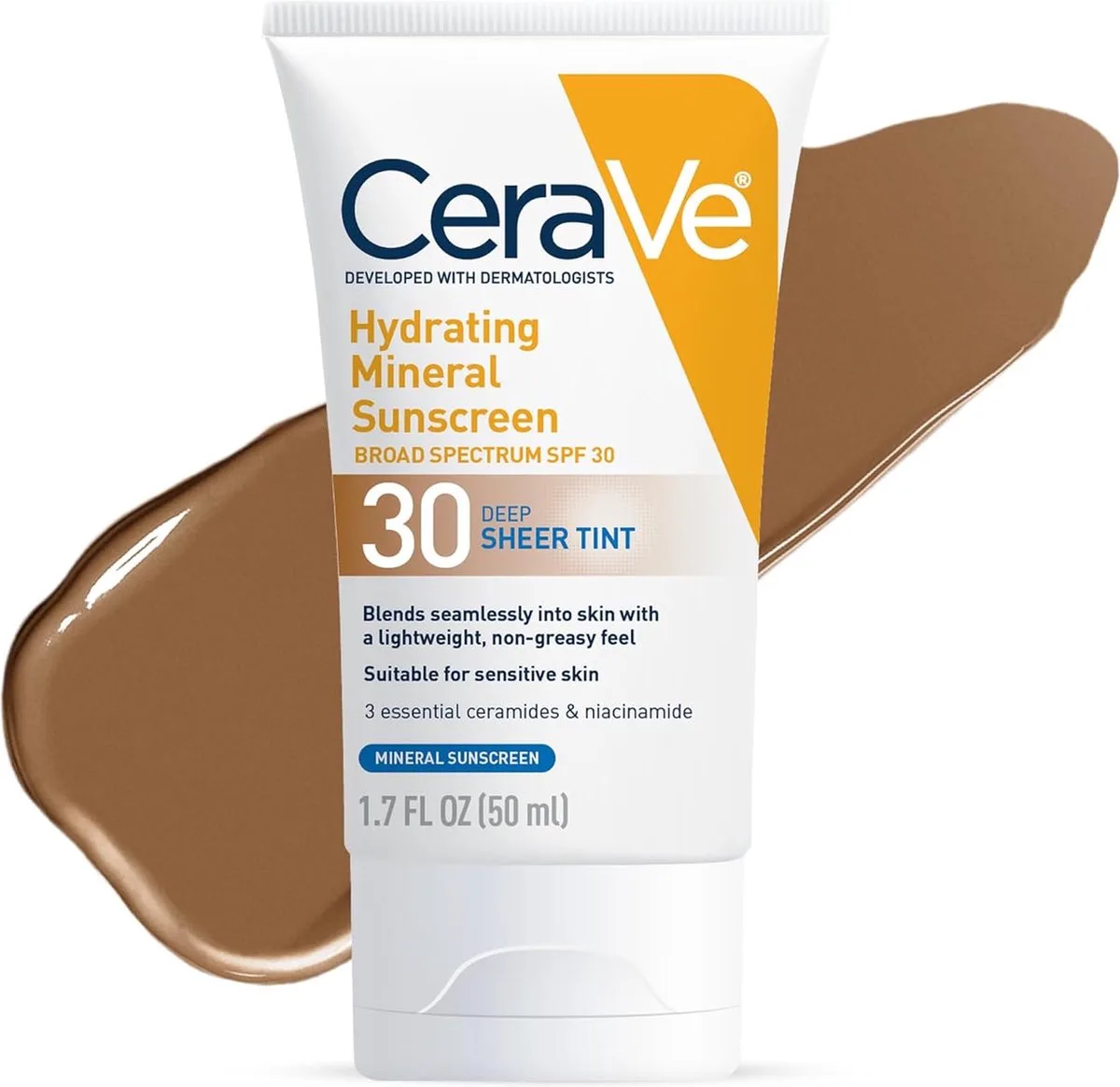 Hydrating Mineral Sunscreen SPF 30 with Sheer Tint - Deep by CeraVe in 50 ml – product photo