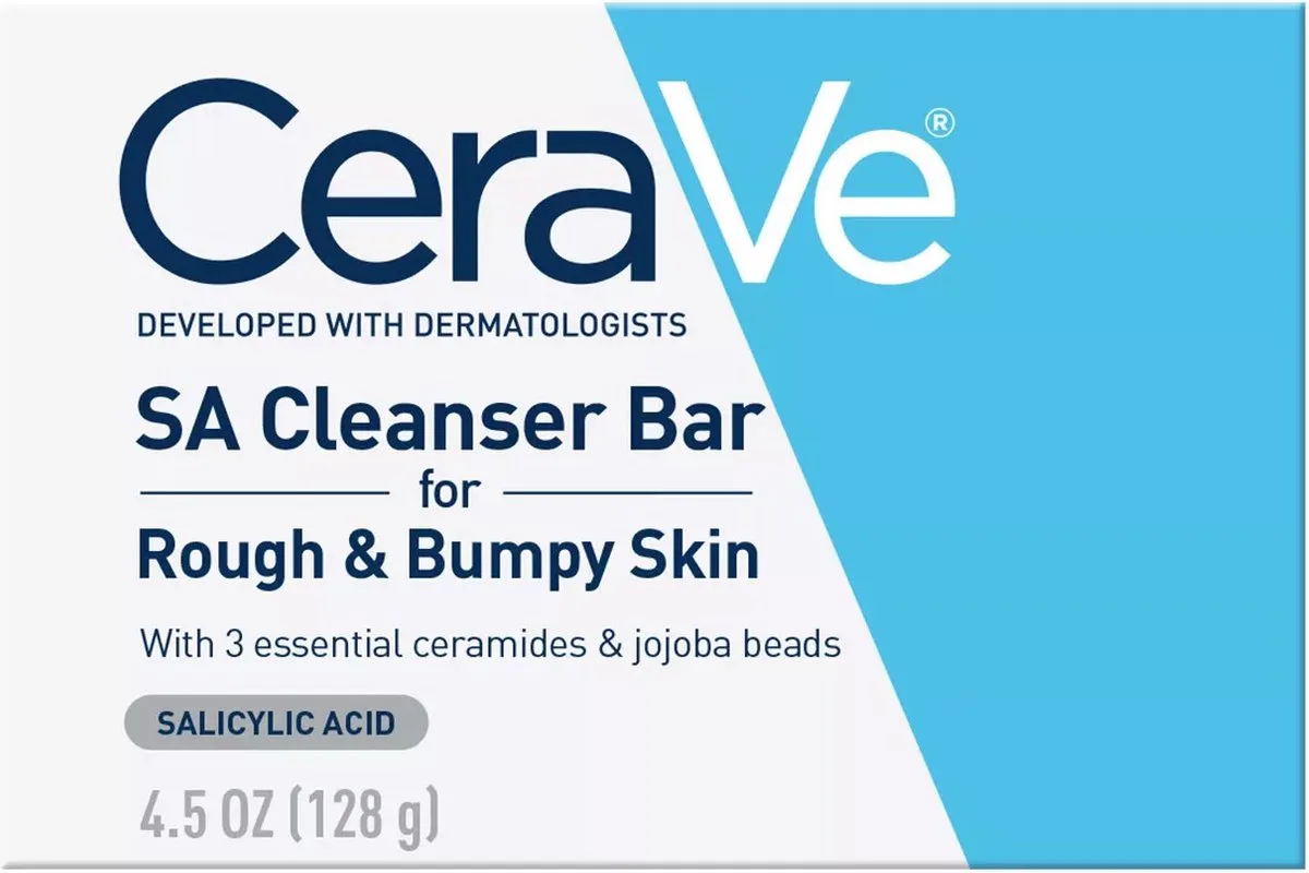 SA Body Exfoliating Cleanser Bar for Rough & Bumpy Skin - Zeep - Salicylzuur - 128g de CeraVe – photo du produit
