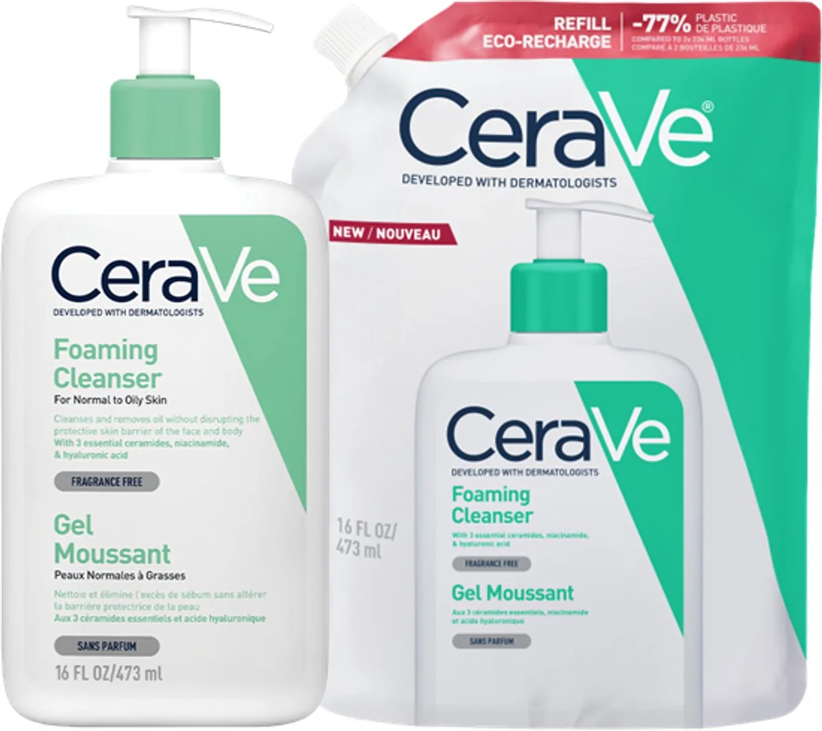 Schuimende Reinigingsgel + Navulling - voor normale tot vette huid de CeraVe en 473 ml – photo du produit