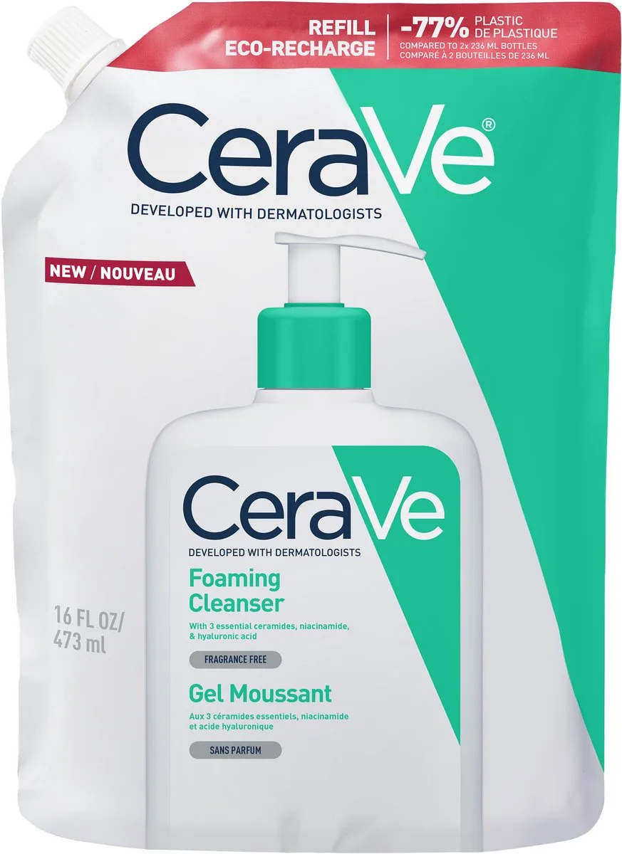 Schuimende Reinigingsgel Navulling - voor normale tot vette huid - met 3 essentiële ceramiden de CeraVe en 473 ml – photo du produit
