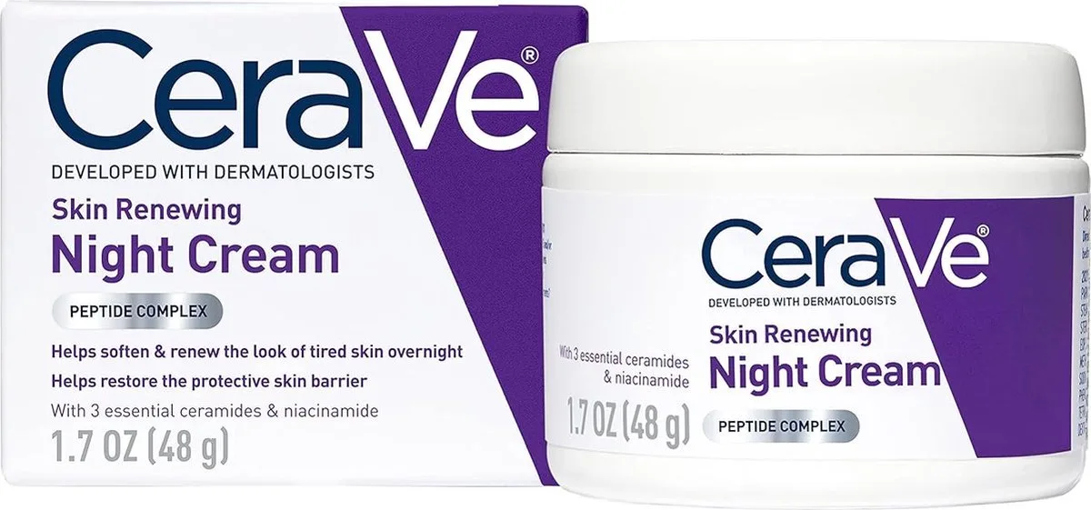 Skin Renewing Night Cream | Niacinamide, Peptide Complex, and Hyaluronic Acid Facial Moisturizer | 48g von CeraVe – Produktfoto