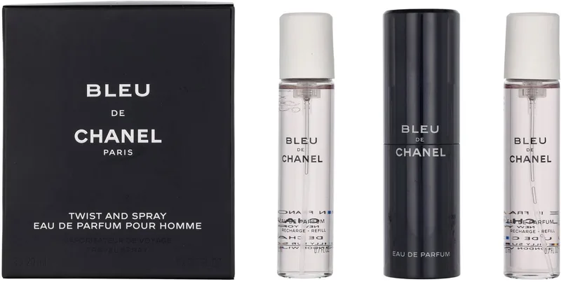 Bleu de Chanel Twist and Spray - 3 x 20 ml - eau de parfum - 1 hervulbare spray + 2 navullingen fra Chanel – produktbillede