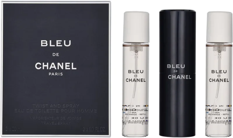 Bleu de Chanel Twist and Spray - 3 x 20 ml - eau de toilette - 1 hervulbare spray + 2 navullingen von Chanel – Produktfoto