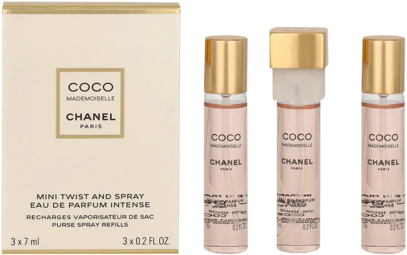 Coco Mademoiselle Intense Mini Twist and Spray Refill - 3 x 7 ml = 21 ml - eau de parfum - navullingen fra Chanel – produktbillede