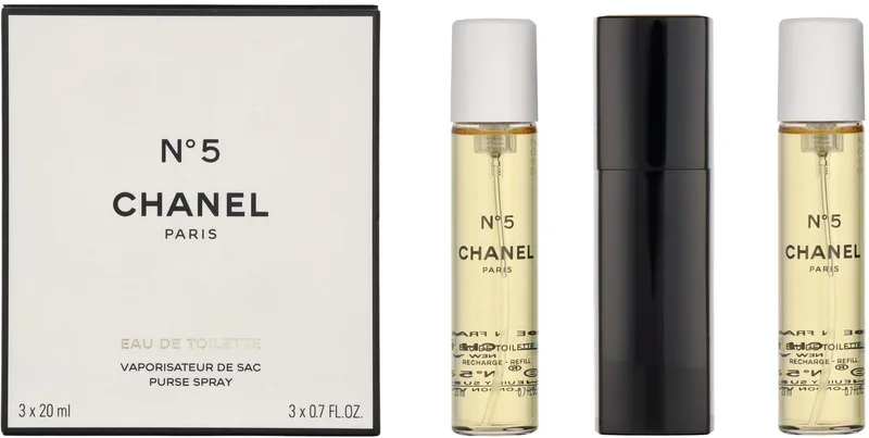 N°5 Twist and Spray - 3 x 20 ml - eau de toilette - 1 hervulbare spray + 2 navullingen fra Chanel – produktbillede