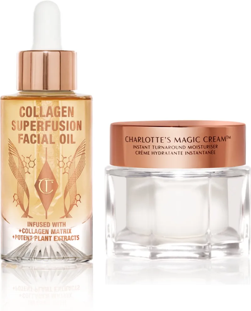 Charlotte's Spa-Like Radiance - Magic Cream 50 ml + Collagen Superfusion Facial Oil 30 ml - Skincare set fra Charlotte Tilbury – produktbillede