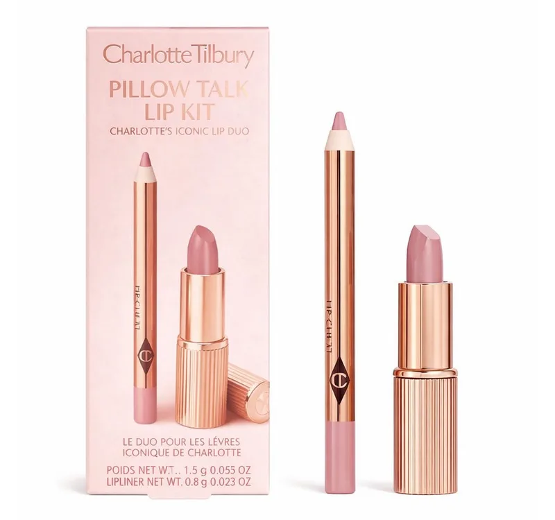 Lippenpflege-Set Pillow Talk Duo Lip Set 1,5g Lippenstift & 0,8g Lipliner von Charlotte Tilbury in Rosa – Produktfoto