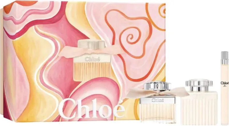 Chloé Giftset - 75 ml eau de parfum spray + 5 ml eau de parfum spray + 100 ml bodylotion - cadeauset voor dames fra Chloé – produktbillede
