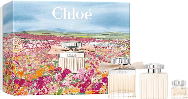 Chloé Giftset - 75 ml eau de parfum spray + 5 ml eau de parfum spray + 100 ml bodylotion - cadeauset voor dames fra Chloé – produktbillede