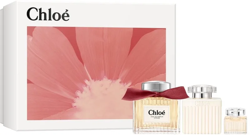 Chloé Intense Giftset - 100 ml eau de parfum spray + 5 ml eau de parfum tasspray + 100 ml bodylotion - cadeauset voor dames fra Chloé – produktbillede