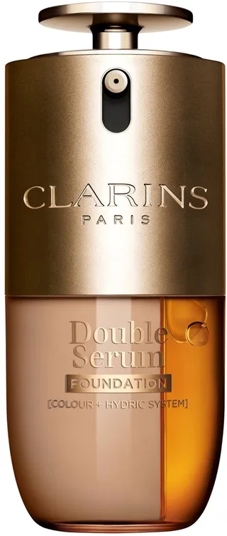 DOUBLE SERUM FOUNDATION - 2-in-1 hybrid foundation, Pompflacon, Vloeistof, Universele huid, Anti-veroudering, Verhelderend, Scrubben, Smoothing, Medium, Warm van Clarins in Beige – productfoto 1 van 3
