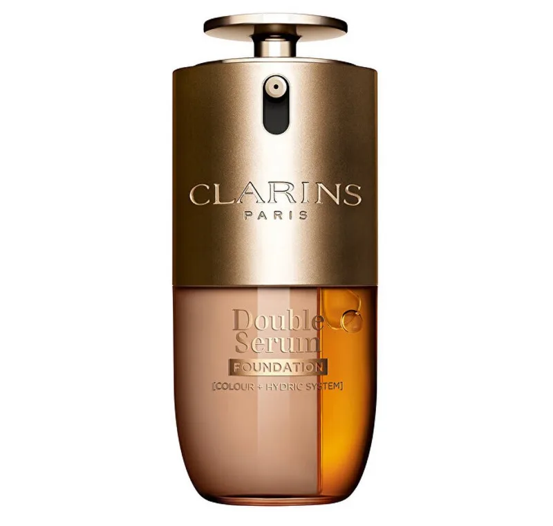 DOUBLE SERUM FOUNDATION - 2-in-1 hybrid foundation, Pompflacon, Vloeistof, Universele huid, Anti-veroudering, Verhelderend, Scrubben, Smoothing, Medium, Warm van Clarins in Beige – productfoto 2 van 3