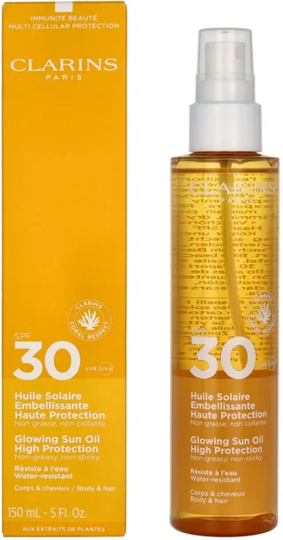 Sun Care Glowing Sun Oil High Protection Zonneolie 1639 fra Clarins i 150 ml – produktbillede 1 af 3