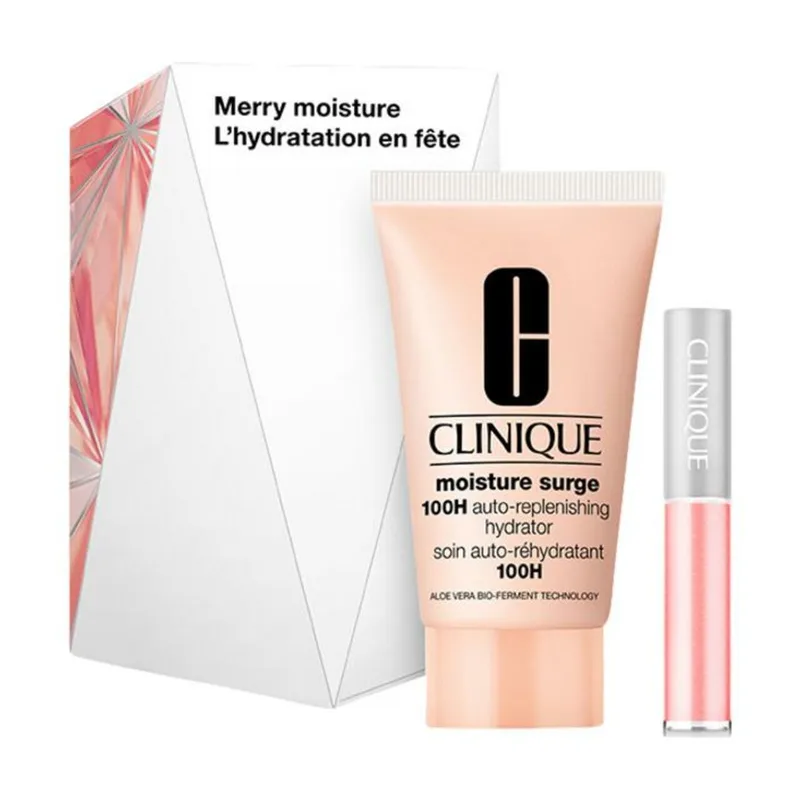 Grab + Go Set B = Moisture Surge 100H Auto-Replenishing Hydrator 30 ml + Pop Lip Gloss 07 Airkiss Pop 3,4 g van Clinique – productfoto 1 van 3
