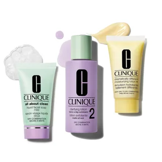 Mini Step Skin 2 Kits 3 = All About Clean Facial Soap 30 ml + Clarifying Lotion 2 Twice a Day Exf. 60 ml + Dram.Diff.Moisturizing Lotion 30 ml von Clinique – Produktfoto 2 von 2