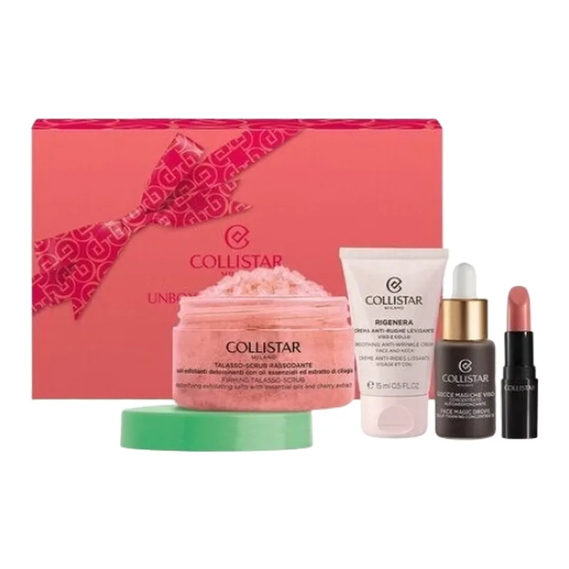 Icons Set (Lippenstift / Selbstbräunungs-Tropfen / Anti-Falten-Creme / Thalasso-Peeling) fra Collistar i 98,5 ml – produktbillede