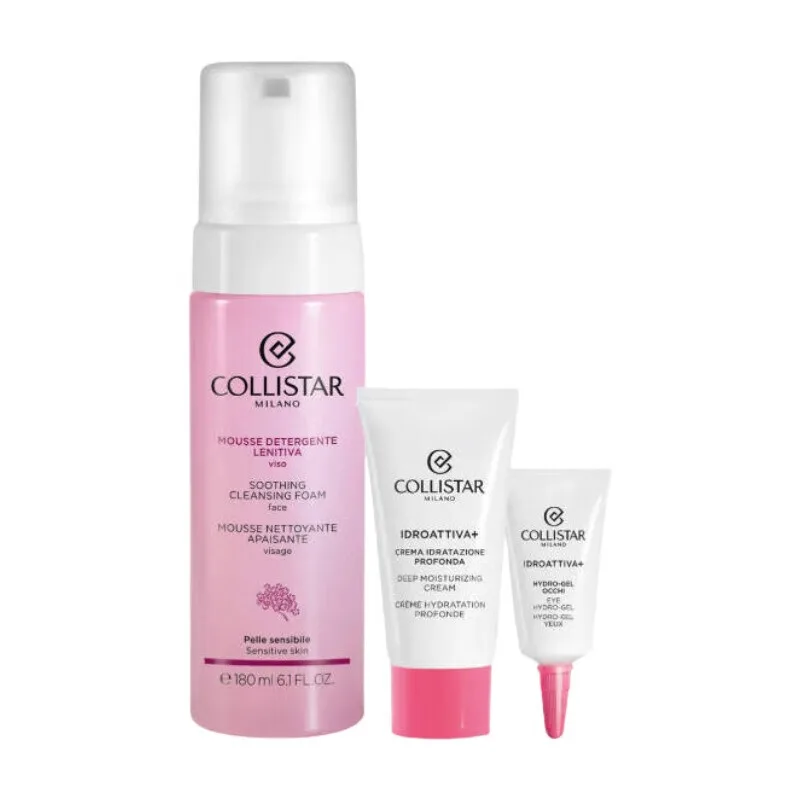 XMAS25 Gesicht: Beruhigender Reinigungsschaum 180 ml + HA+ Creme 25 ml + Mini Eye Hydrogel 5 ml by Collistar – product photo