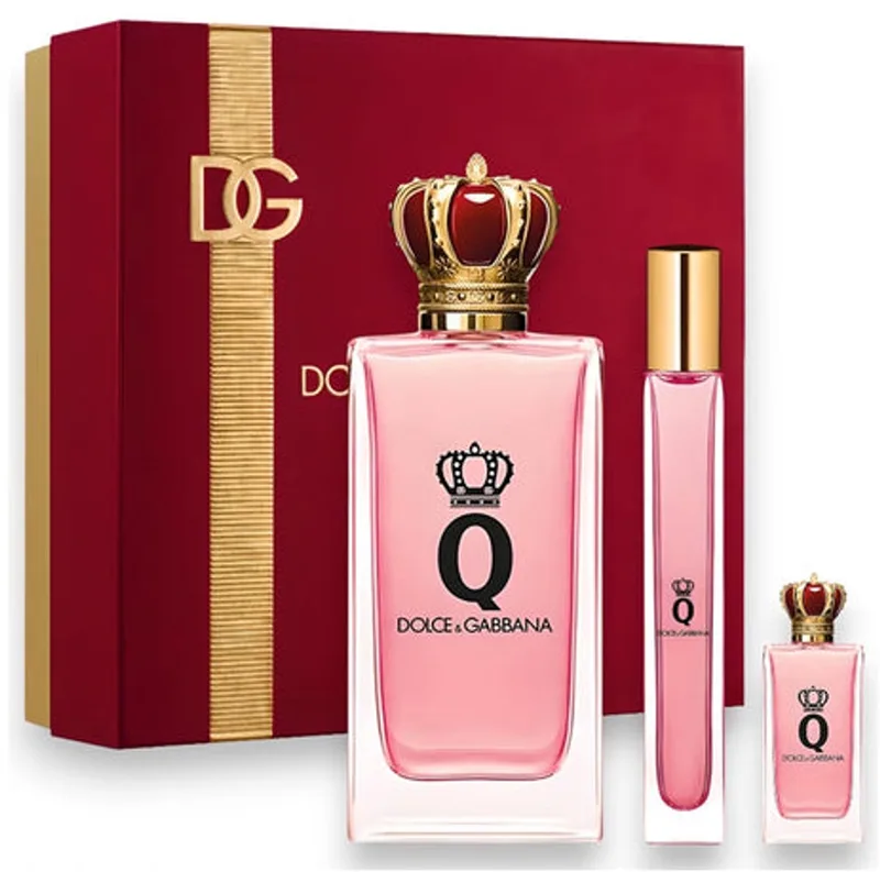 Q Giftset - 100 ml eau de parfum spray + 10 ml eau de parfum tasspray + 5 ml eau de parfum - cadeauset voor dames fra Dolce&Gabbana – produktbillede